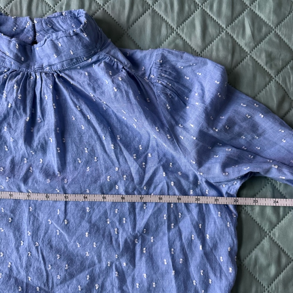 LOFT Blue Swiss Dot 100% Cotton Blouse – Size M - Picture 12 of 15